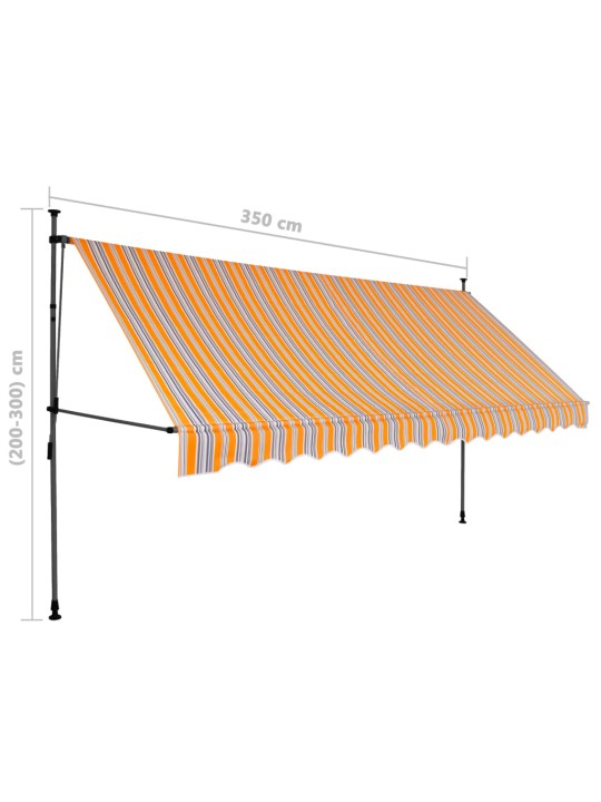Ručně zatahovací markýza s LED světlem 350 cm žlutomodrá