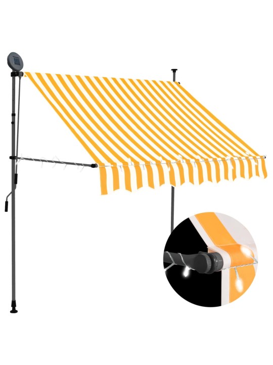 Ručně zatahovací markýza s LED světlem 100 cm bílooranžová