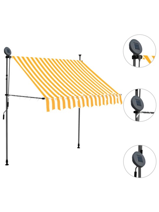 Ručně zatahovací markýza s LED světlem 100 cm bílooranžová