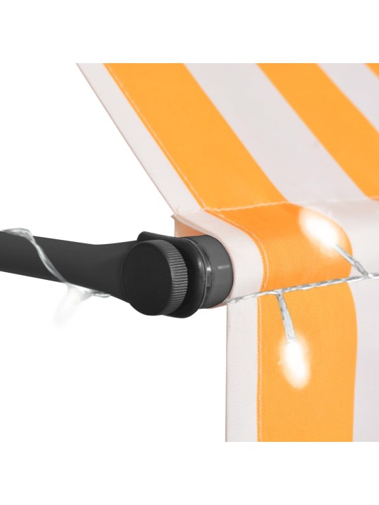 Ručně zatahovací markýza s LED světlem 100 cm bílooranžová