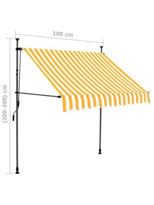 Ručně zatahovací markýza s LED světlem 100 cm bílooranžová