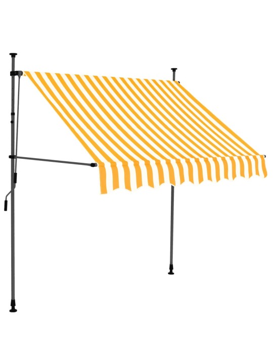 Ručně zatahovací markýza s LED světlem 150 cm bílooranžová