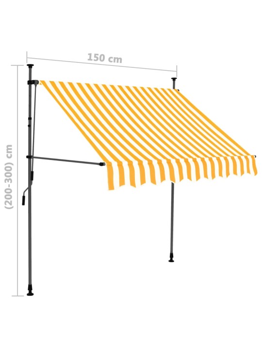 Ručně zatahovací markýza s LED světlem 150 cm bílooranžová