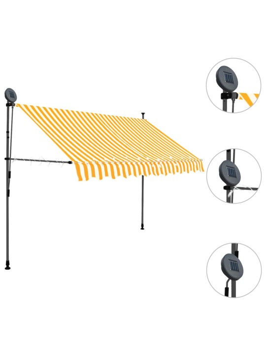 Ručně zatahovací markýza s LED světlem 250 cm bílooranžová