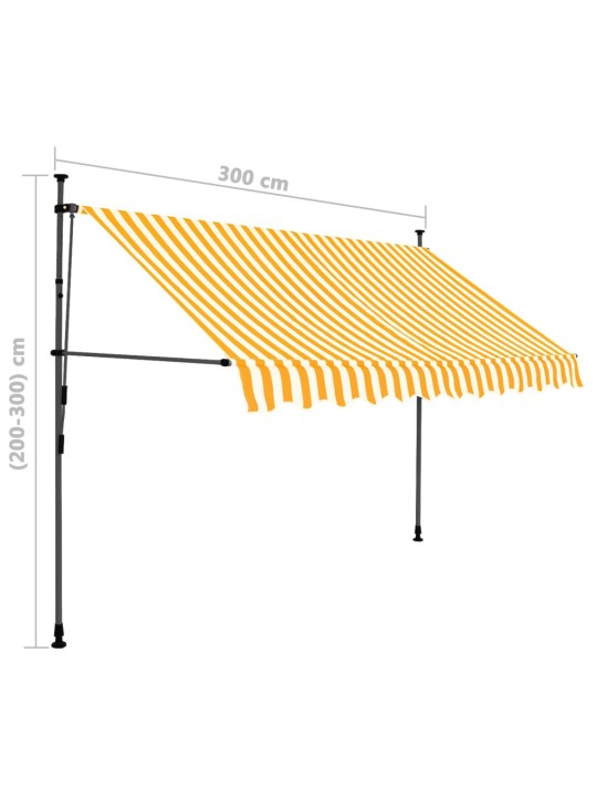 Ručně zatahovací markýza s LED světlem 300 cm bílooranžová