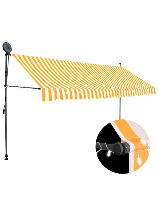 Ručně zatahovací markýza s LED světlem 350 cm bílooranžová