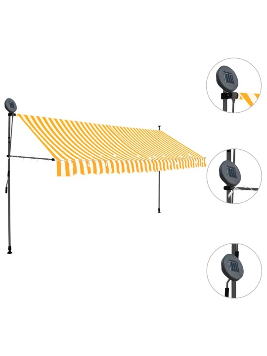 Ručně zatahovací markýza s LED světlem 350 cm bílooranžová