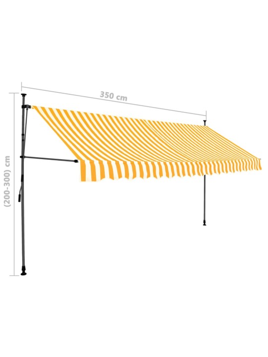 Ručně zatahovací markýza s LED světlem 350 cm bílooranžová