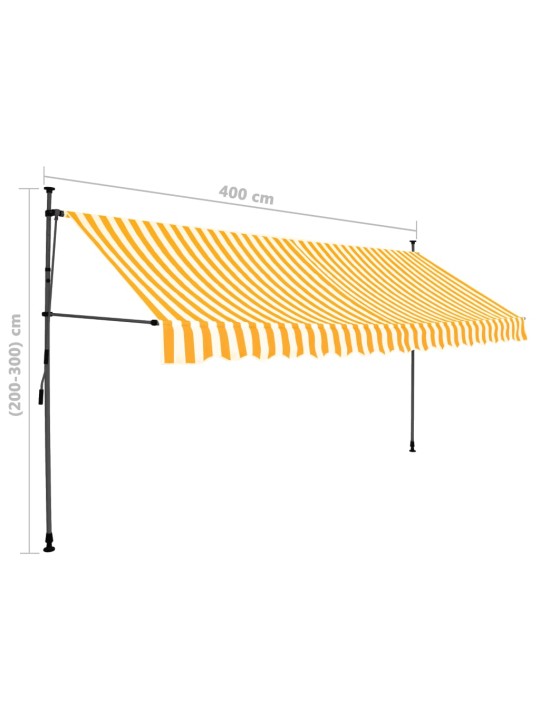 Ručně zatahovací markýza s LED světlem 400 cm bílooranžová