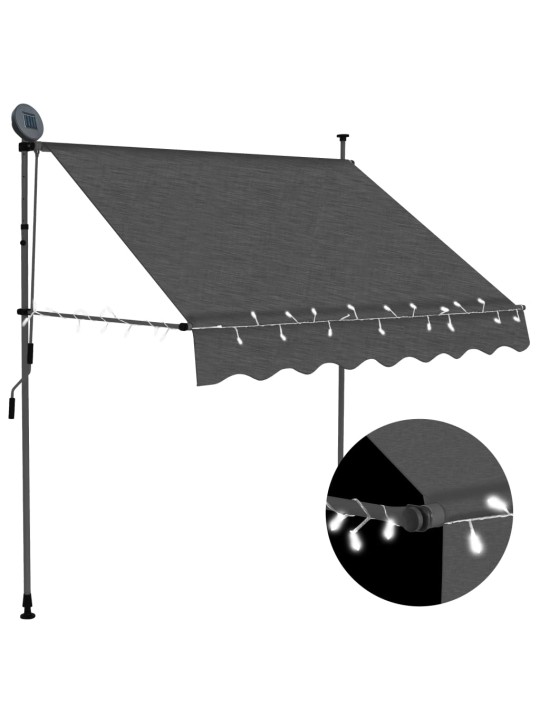 Ručně zatahovací markýza s LED světlem 100 cm antracitová
