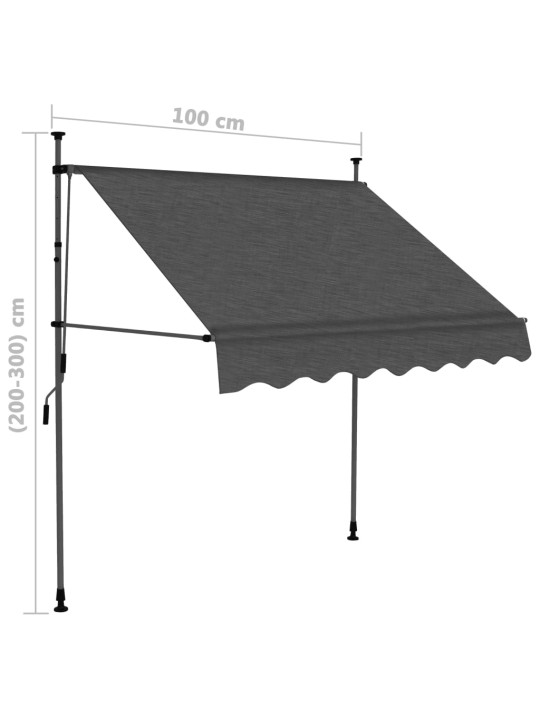 Ručně zatahovací markýza s LED světlem 100 cm antracitová