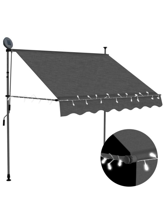 Ručně zatahovací markýza s LED světlem 150 cm antracitová