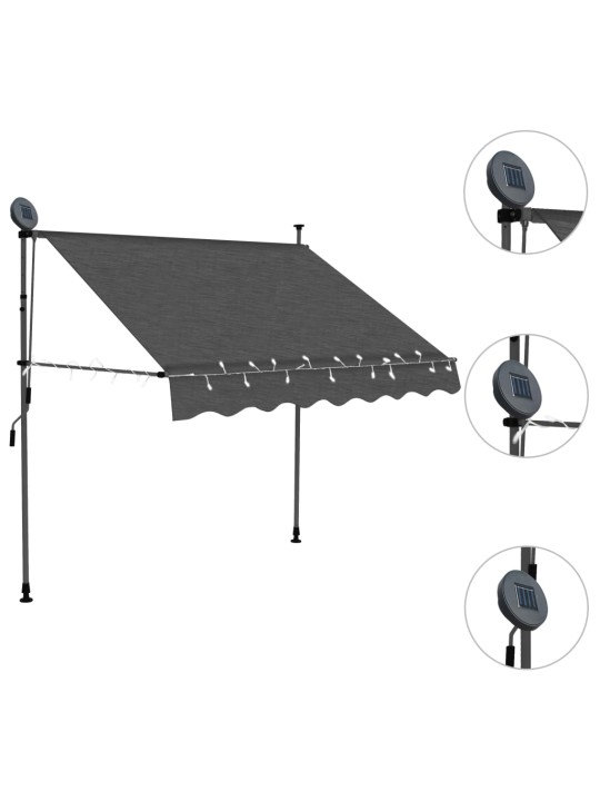 Ručně zatahovací markýza s LED světlem 150 cm antracitová