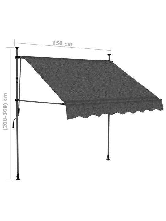 Ručně zatahovací markýza s LED světlem 150 cm antracitová
