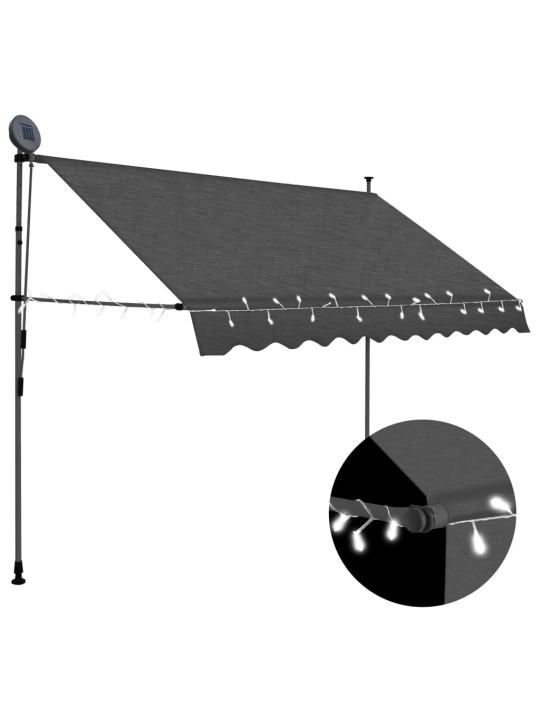 Ručně zatahovací markýza s LED světlem 250 cm antracitová
