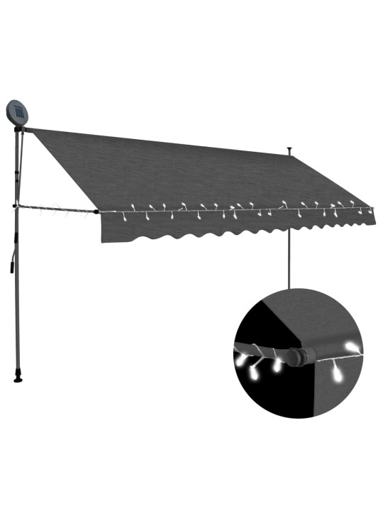 Ručně zatahovací markýza s LED světlem 350 cm antracitová
