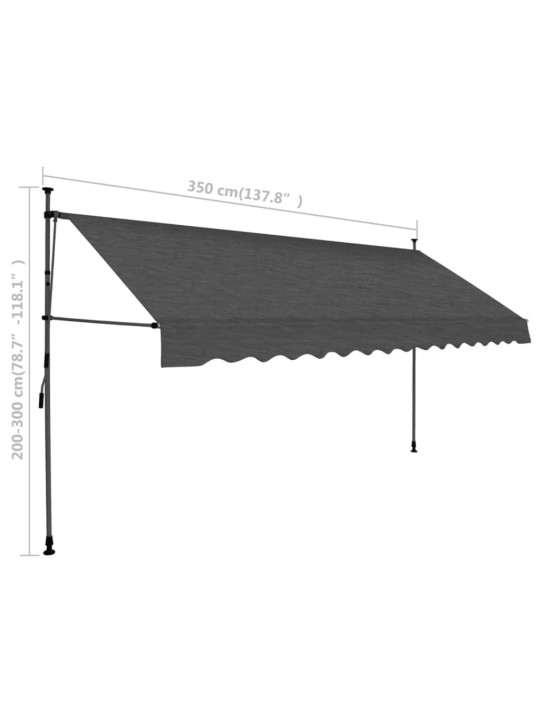 Ručně zatahovací markýza s LED světlem 350 cm antracitová