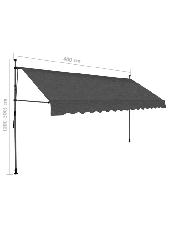 Ručně zatahovací markýza s LED světlem 400 cm antracitová