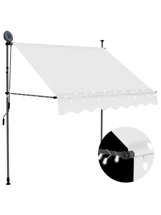 Ručně zatahovací markýza s LED světlem 100 cm krémová