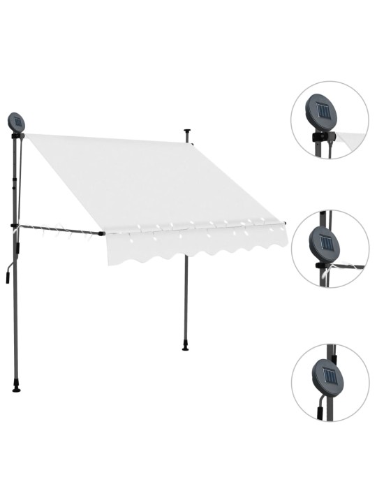 Ručně zatahovací markýza s LED světlem 100 cm krémová