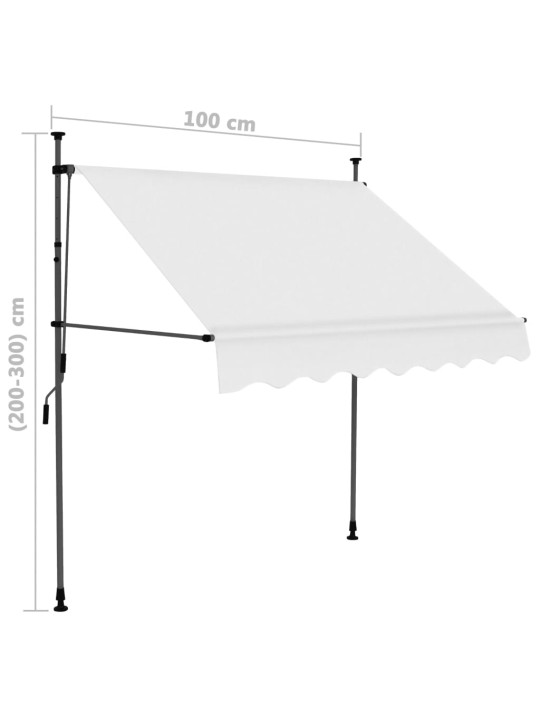 Ručně zatahovací markýza s LED světlem 100 cm krémová
