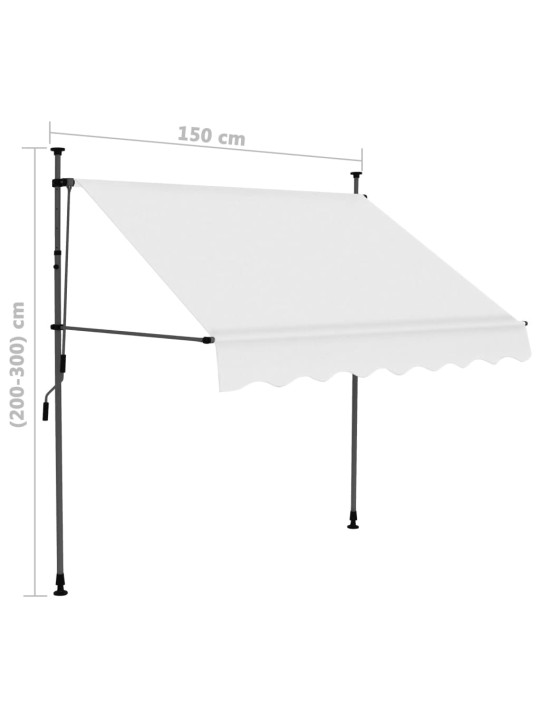 Ručně zatahovací markýza s LED světlem 150 cm krémová