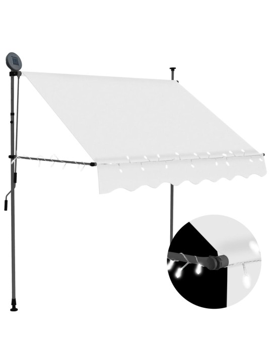 Ručně zatahovací markýza s LED světlem 200 cm krémová