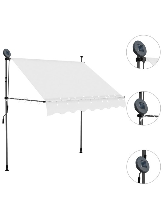 Ručně zatahovací markýza s LED světlem 200 cm krémová