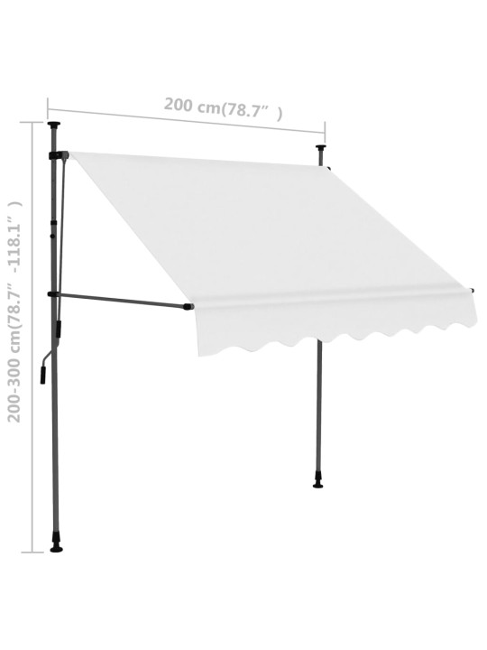 Ručně zatahovací markýza s LED světlem 200 cm krémová