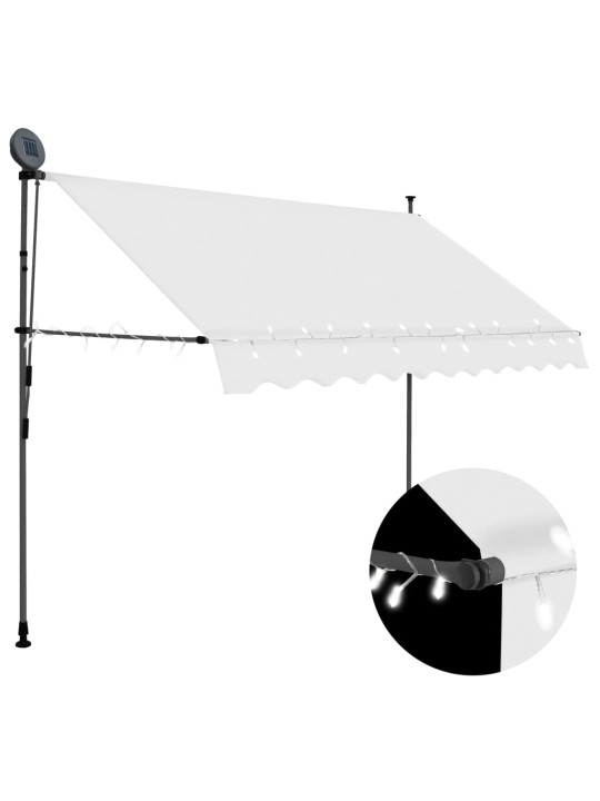 Ručně zatahovací markýza s LED světlem 250 cm krémová