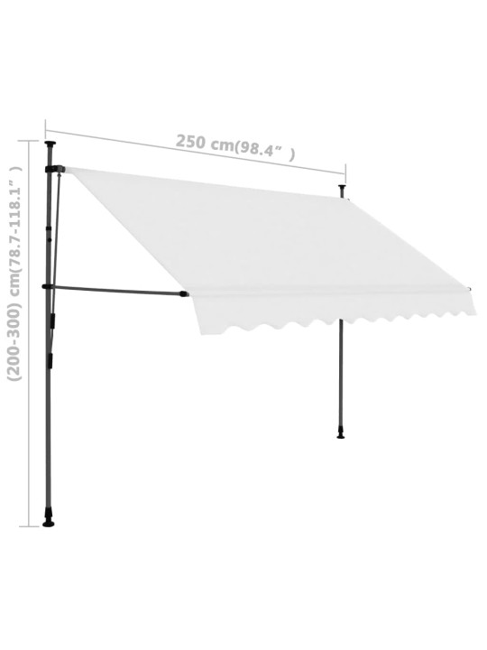 Ručně zatahovací markýza s LED světlem 250 cm krémová