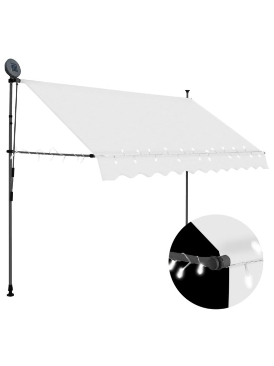 Ručně zatahovací markýza s LED světlem 300 cm krémová