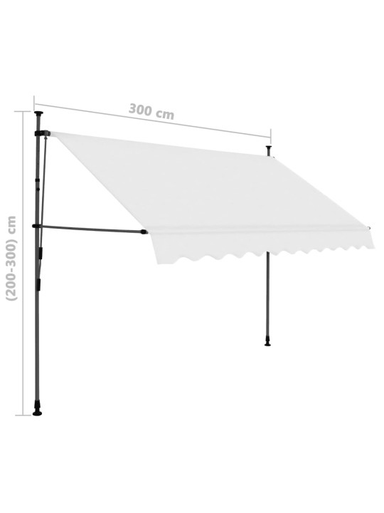 Ručně zatahovací markýza s LED světlem 300 cm krémová