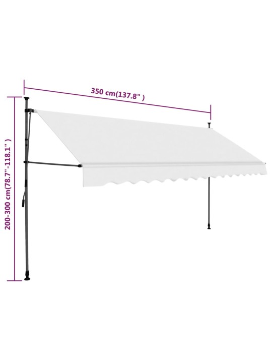 Ručně zatahovací markýza s LED světlem 350 cm krémová