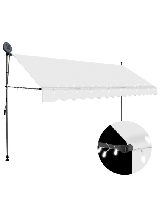 Ručně zatahovací markýza s LED světlem 400 cm krémová