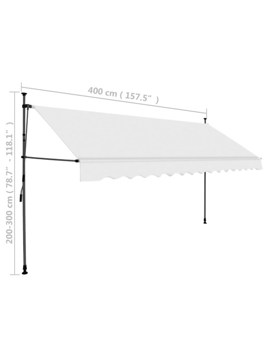 Ručně zatahovací markýza s LED světlem 400 cm krémová