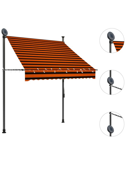 Ručně zatahovací markýza s LED světlem 150 cm oranžovo-hnědá