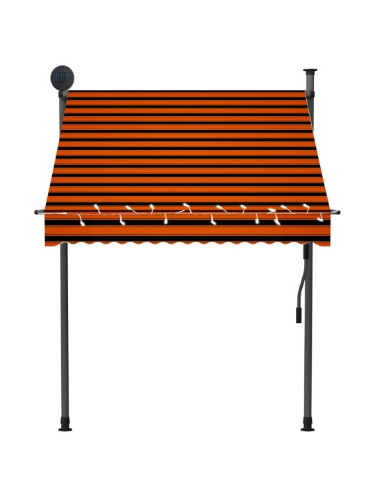 Ručně zatahovací markýza s LED světlem 150 cm oranžovo-hnědá