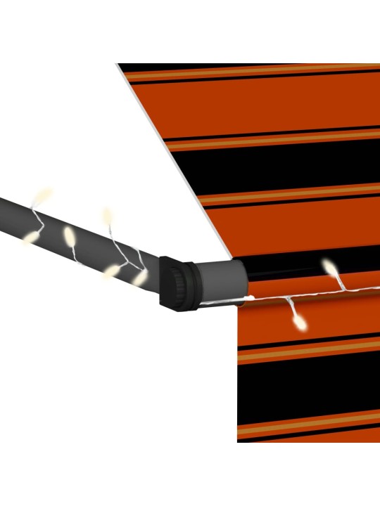 Ručně zatahovací markýza s LED světlem 150 cm oranžovo-hnědá