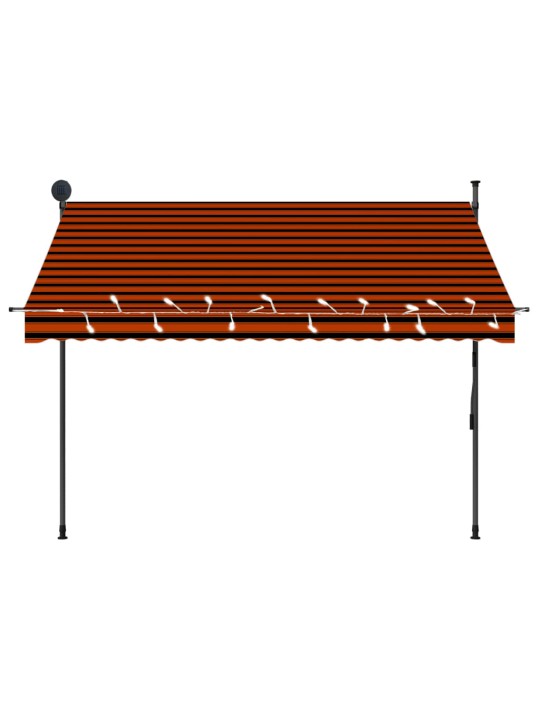 Ručně zatahovací markýza s LED světlem 250 cm oranžovo-hnědá