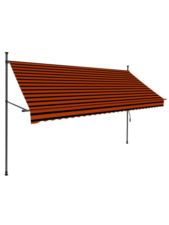 Ručně zatahovací markýza s LED světlem 300 cm oranžovo-hnědá