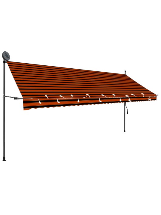 Ručně zatahovací markýza s LED světlem 400 cm oranžovo-hnědá