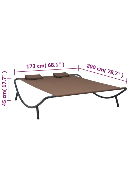 Zahradní lehátko textil hnědé