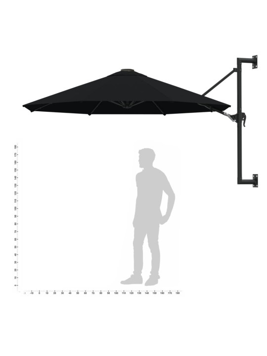 Nástěnný slunečník s kovovou tyčí 300 cm černý