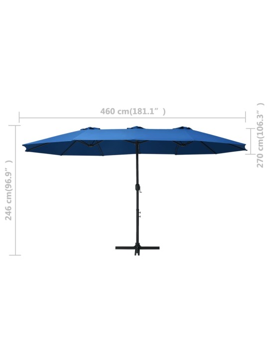 Zahradní slunečník s hliníkovou tyčí 460 x 270 cm modrý