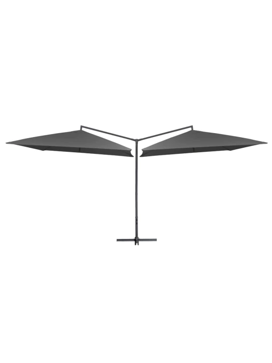 Dvojitý slunečník s ocelovou tyčí 250 x 250 cm antracitový