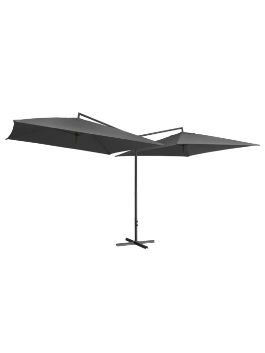 Dvojitý slunečník s ocelovou tyčí 250 x 250 cm antracitový