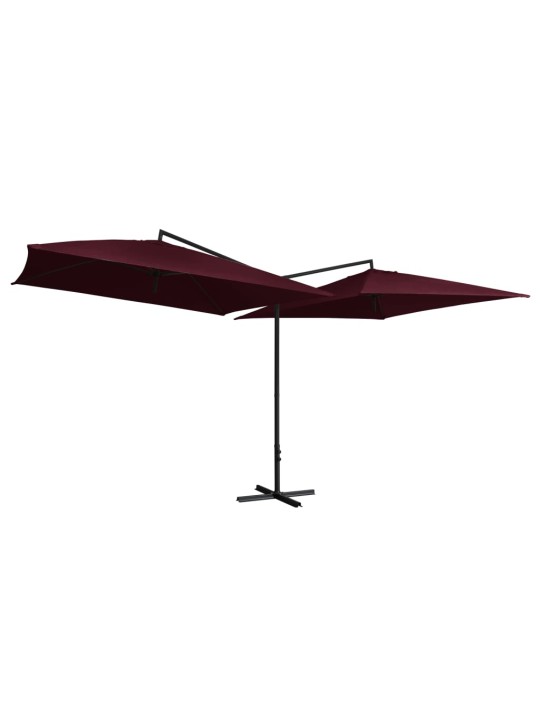Dvojitý slunečník s ocelovou tyčí 250 x 250 cm vínový