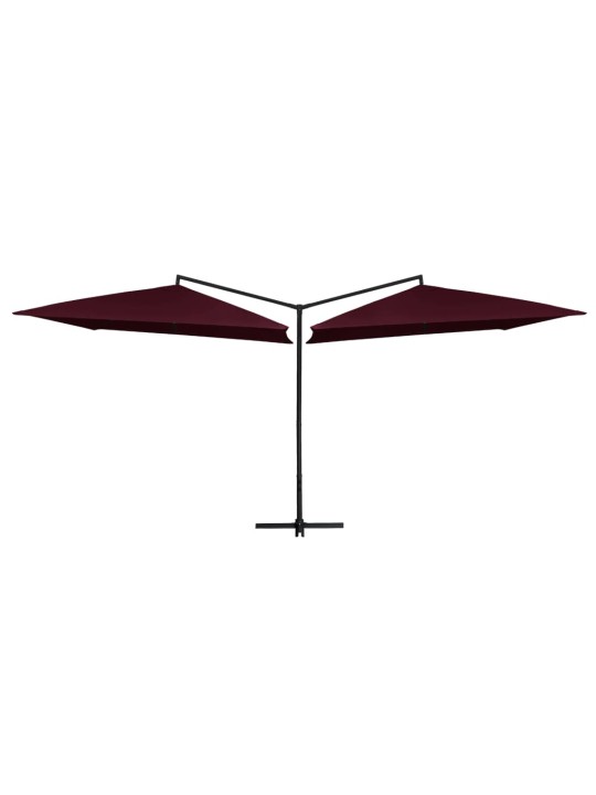 Dvojitý slunečník s ocelovou tyčí 250 x 250 cm vínový