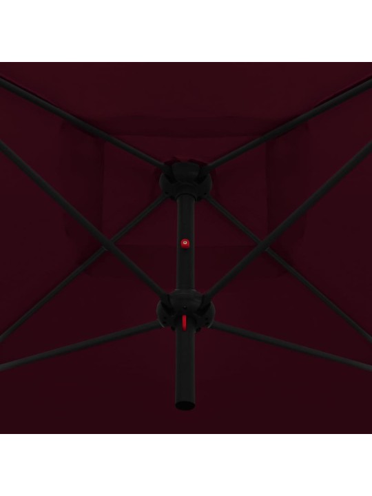 Dvojitý slunečník s ocelovou tyčí 250 x 250 cm vínový
